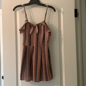 Striped Patterned Tie front Romper